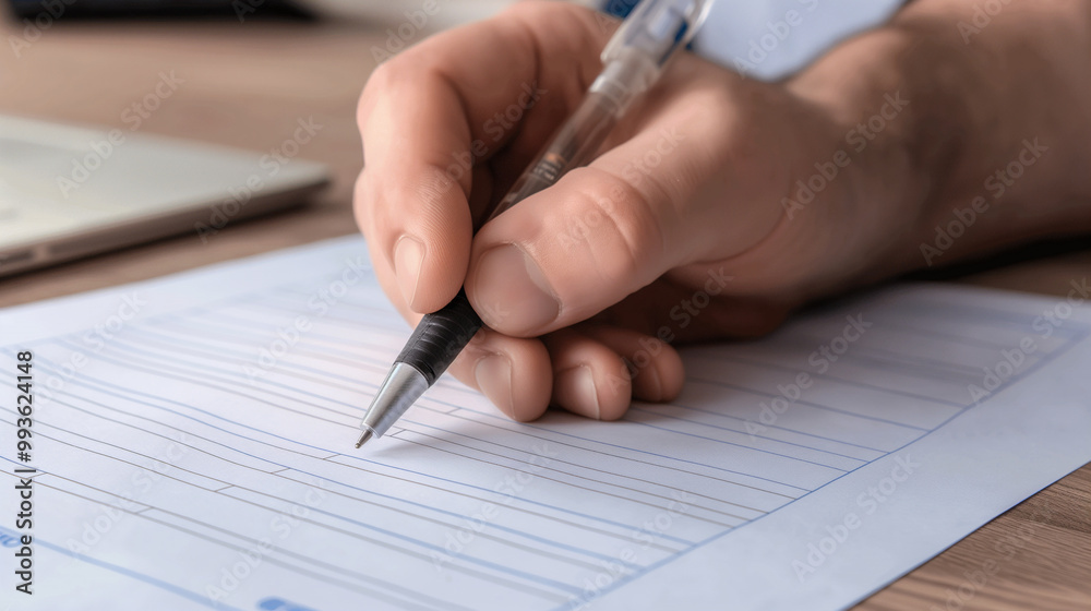 Hand Writing on Form with Pen Hand Writing on Form with Pen