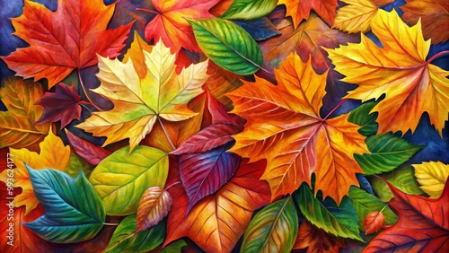 Wallpaper Mural Vibrant Acrylic Painting of Autumn Leaves in Rich Fall Colors Capturing Nature's Seasonal Beauty Torontodigital.ca