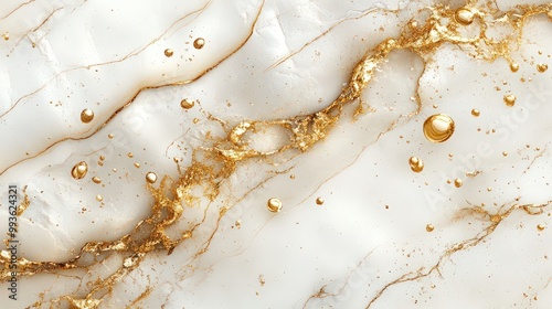 Abstract high quality white marbled texture with golden highlights, noble background