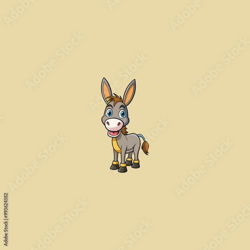 Cartoon happy donkey showing ass isolated on a white background