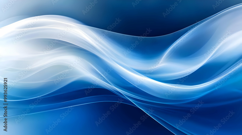 Fototapeta premium Abstract Blue and White Wavy Lines Background Image