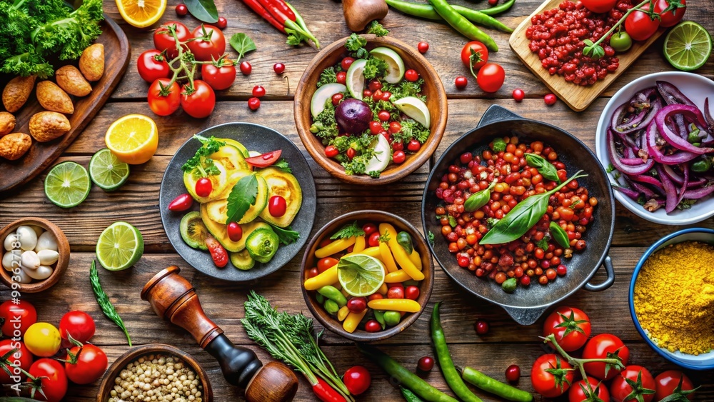 Vibrant and Colorful Food Photography Showcasing Fresh Ingredients and Delicious Culinary Creations