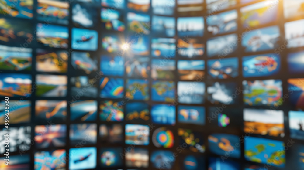 Abstract Blurred Background of Multiple Images on a Screen Abstract Blurred Background of Multiple Images on a Screen