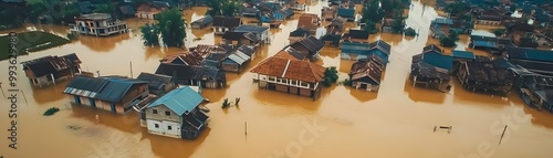 Aerial View of Flooded Vill...