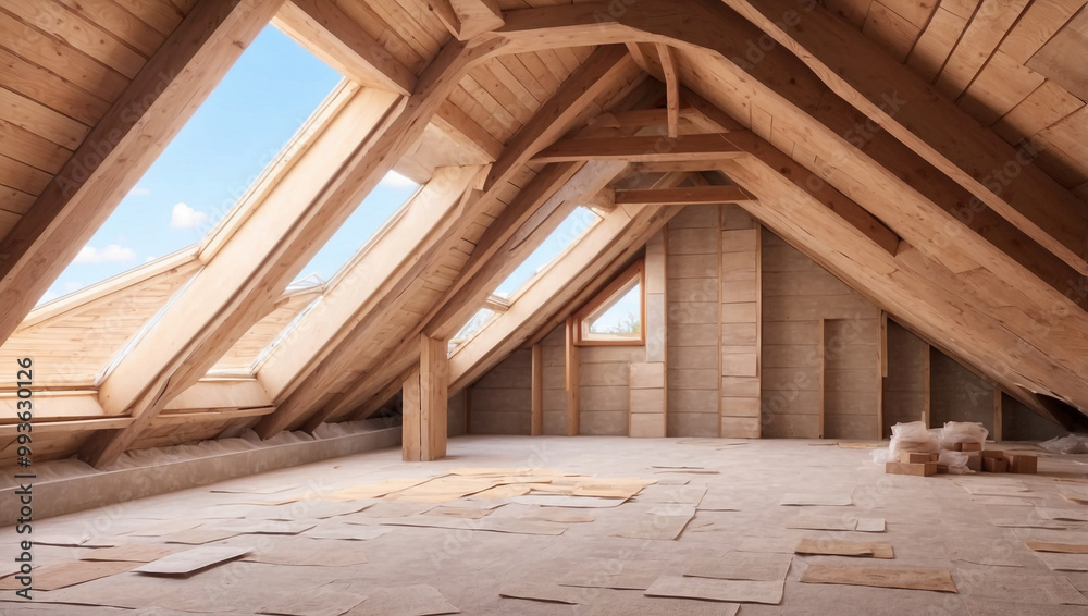 Fototapeta premium Empty Attic Renovation