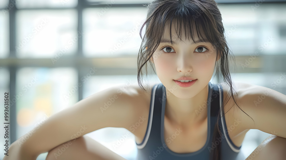 Young Woman Smiles at the Gym After a Workout Young Woman Smiles at the Gym After a Workout