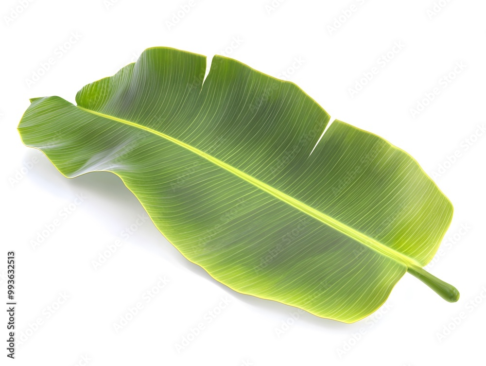 Fototapeta premium Single Banana Leaf on White Background