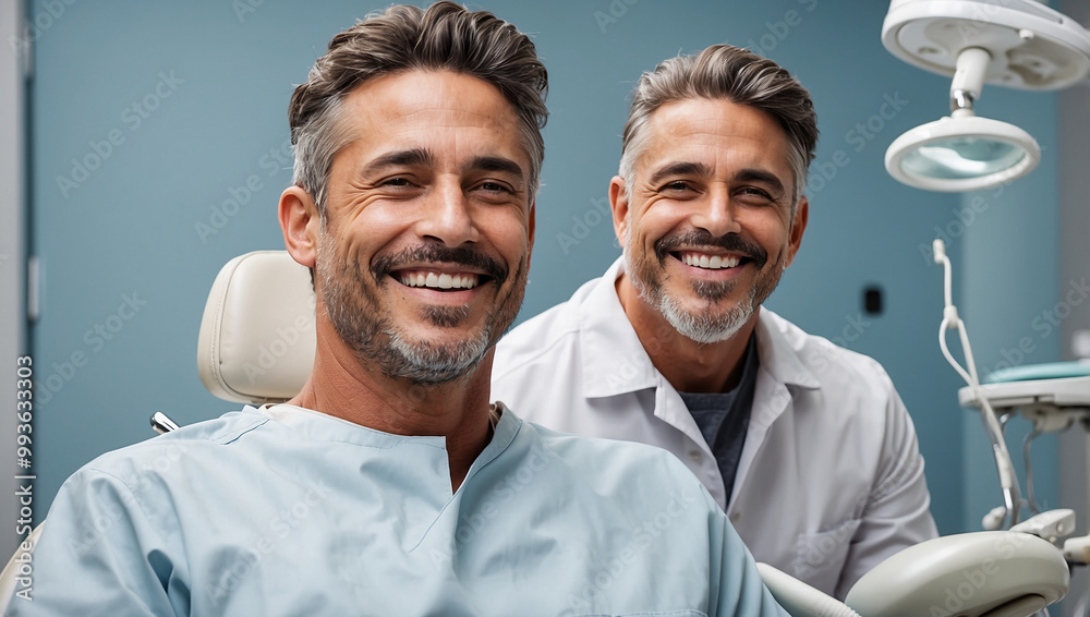 Obraz premium Man Sitting in a Dental Chair Smiling