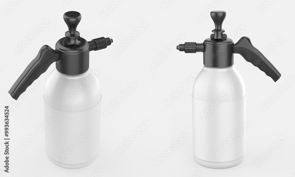 Industrial Spray Pump Bottle Mockup Isolated On White Background.3d illustration Industrial Spray Pump Bottle Mockup Isolated On White Background.3d illustration