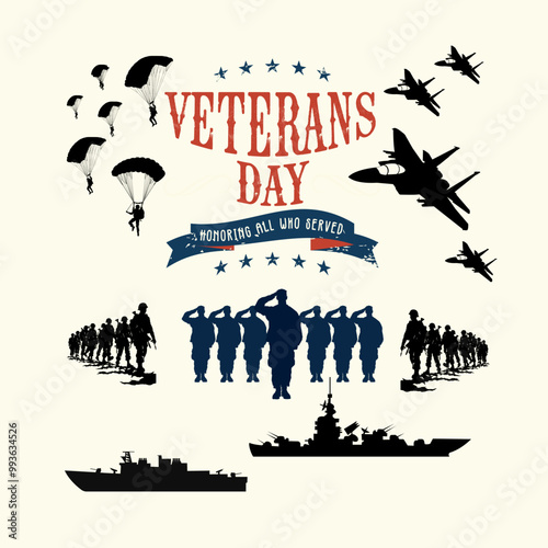 Vector commemorate of veterans day November 11.