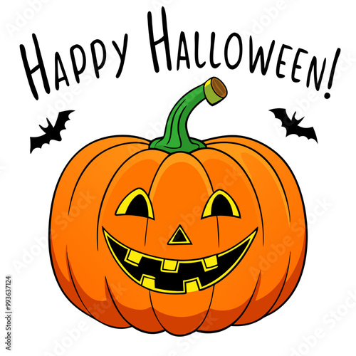 Happy Halloween Pumpkin Illustration 