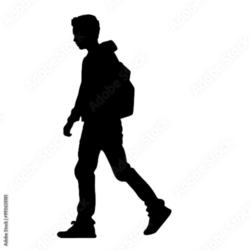 Casual man standing -silhouette vector illustration transparent background