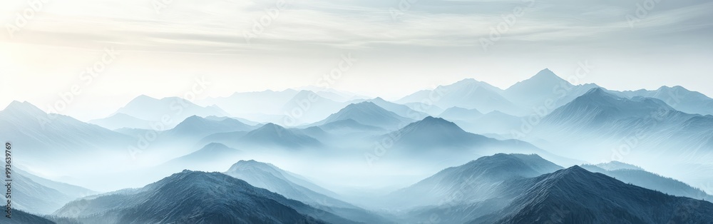 Monochrome mountain silhouette horizon with gradient shades of gray Monochrome mountain silhouette horizon with gradient shades of gray