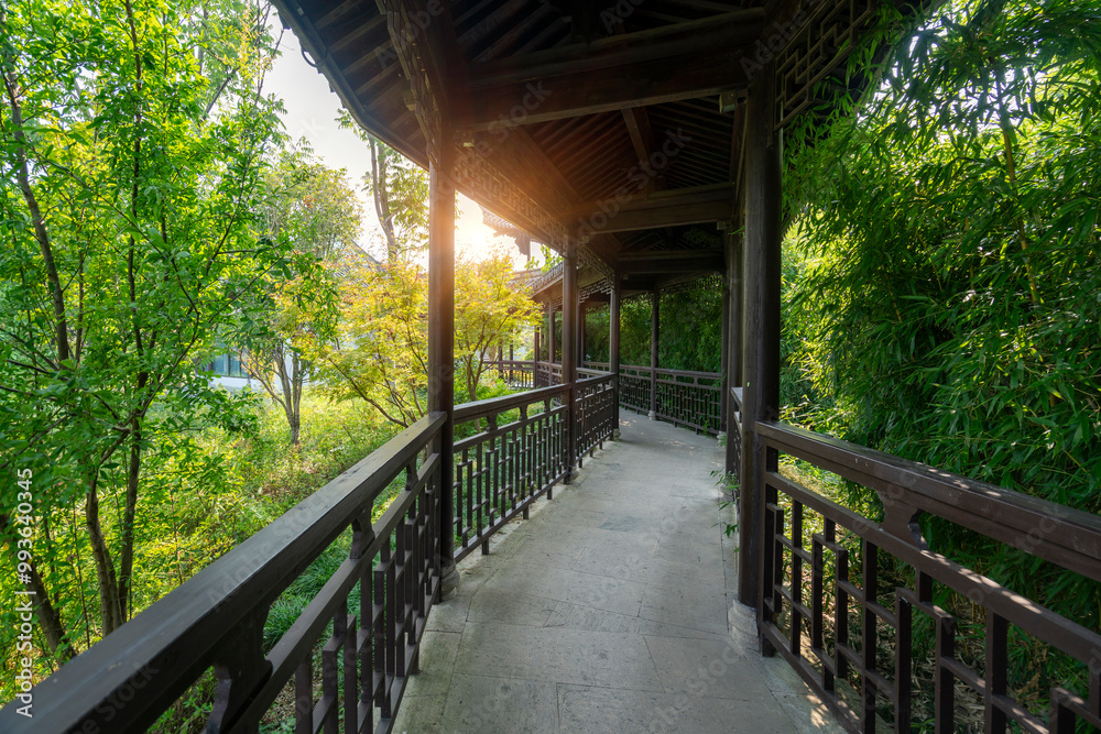 Chinese style garden landscape, Didang Lake Park in Shaoxing, China Chinese style garden landscape, Didang Lake Park in Shaoxing, China