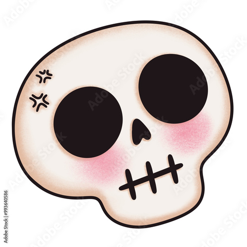 Cute skull illustration on white background.