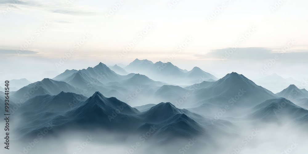 Monochrome mountain silhouette horizon with gradient shades of gray Monochrome mountain silhouette horizon with gradient shades of gray