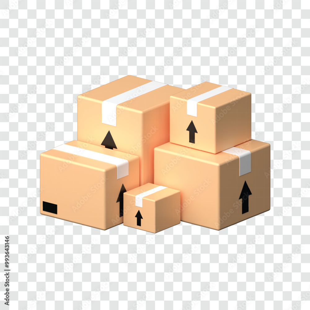 Delivery Boxes 3d vector icon. Cartoon minimal style. stock illustration Delivery Boxes 3d vector icon. Cartoon minimal style. stock illustration