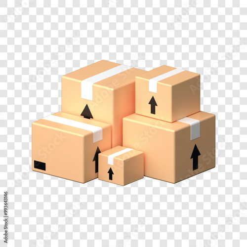  Delivery Boxes 3d vector icon. Cartoon minimal style. stock illustration