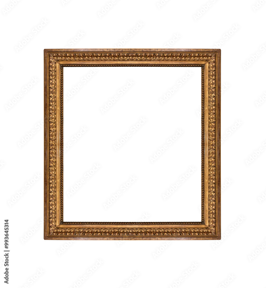 Antique golden picture frame isolated on white background. Antique golden picture frame isolated on white background.
