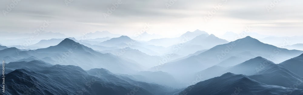 Monochrome mountain silhouette horizon with gradient shades of gray Monochrome mountain silhouette horizon with gradient shades of gray