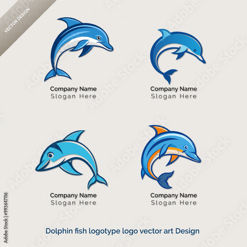 Set of Dolphin Fish logotype logo art vector illustration icon design photo