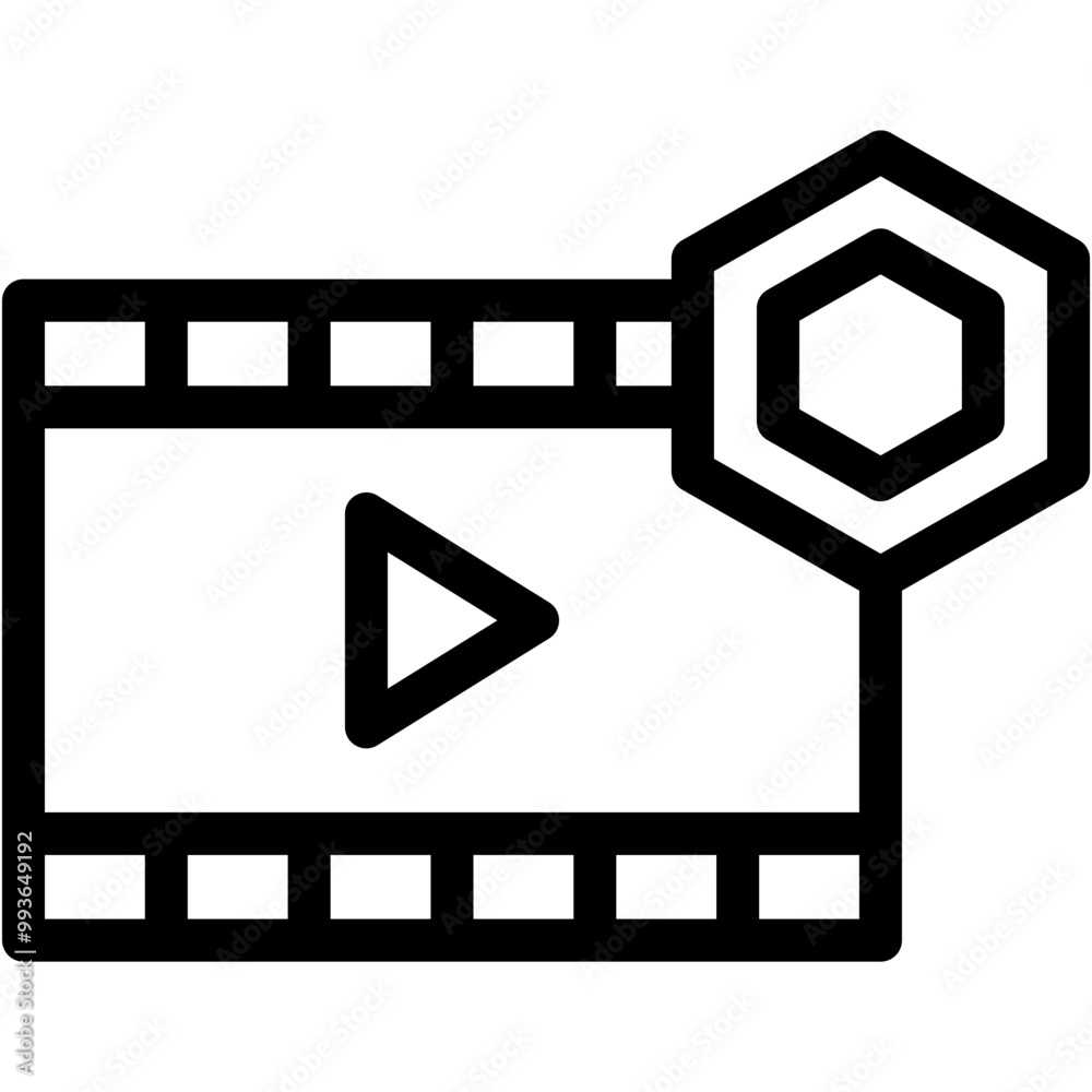 Vector Icon Video, Media, Non Fungible Token, Block chain, Movie, Reel Vector Icon Video, Media, Non Fungible Token, Block chain, Movie, Reel