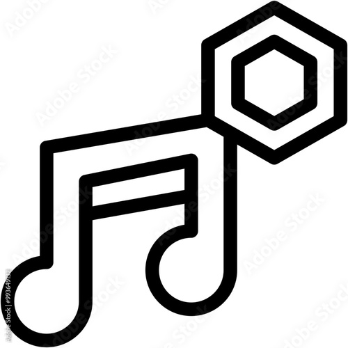 Vector Icon Music, Block chain, NFT Art, Crypto currency, Song, Music