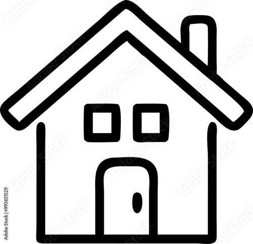 a home icon line art vector on whtie background, icon outline