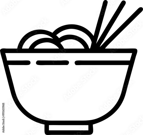 ramen icon, symmetrical, beautiful, intuitive, vivid and concise, icon outline