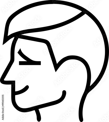 company logo of the side of someones head with a nice hair cut, thick lines, icon outline