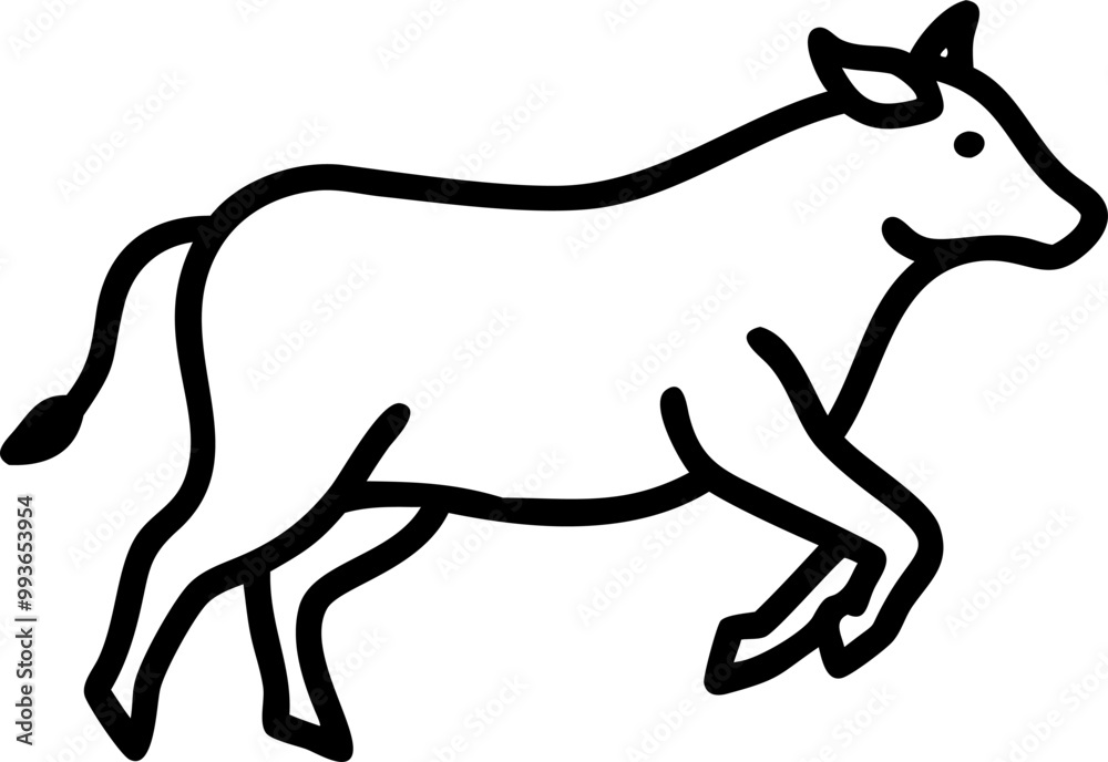 running cow, icon outline running cow, icon outline