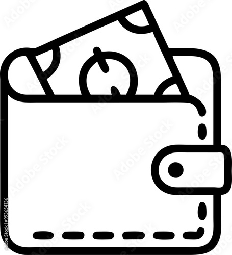 wallet with money, icon outline