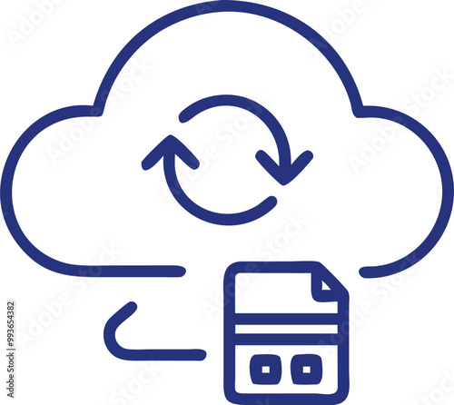 secure data backup and recovery for continuous service, icon outline