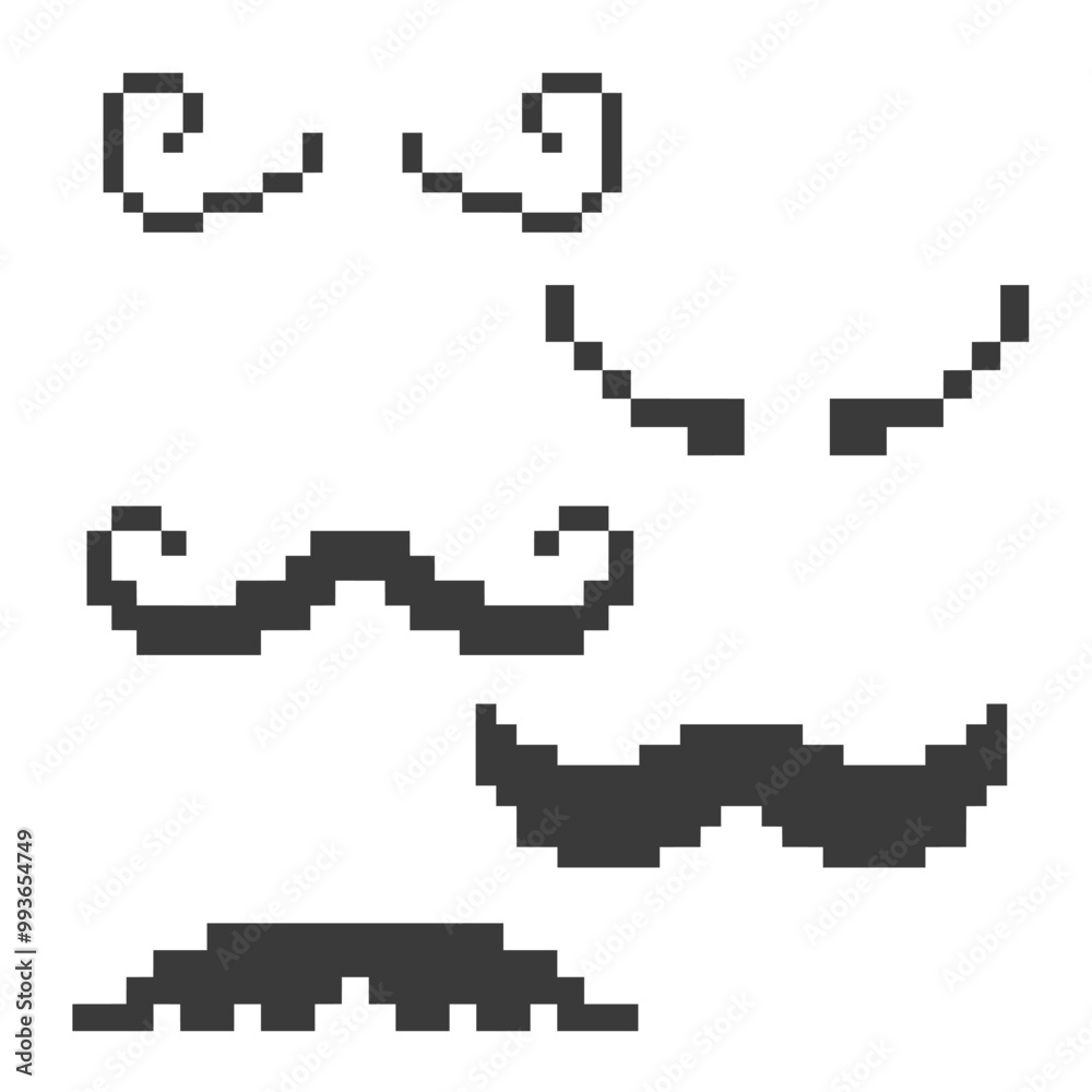 Fototapeta premium black hairy moustache pixel art