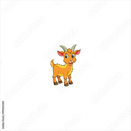 Cute Illustration of A Happy Looking cartoon goat

