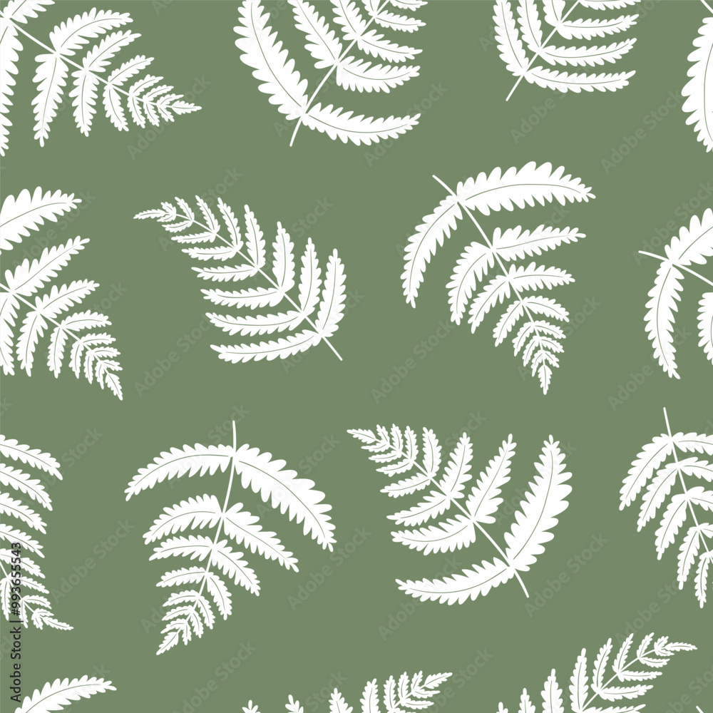 Vector fern botanical seamless pattern. Tropical leaves repeated background. Natural design for fabrics, wallpaper or wrapping paper. Wild forest nature print. Vector fern botanical seamless pattern. Tropical leaves repeated background. Natural design for fabrics, wallpaper or wrapping paper. Wild forest nature print.
