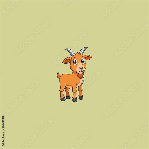 Cute Illustration of A Happy Looking cartoon goat
