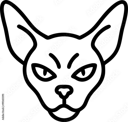 sphinx cat angry face, icon outline