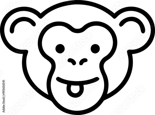 cute little funny face of a monkey, icon outline