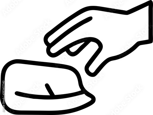 icon a hand pushes at the pillow vector art, black, icon outline