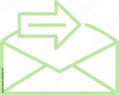 an envelope with a departing arrow, icon outline