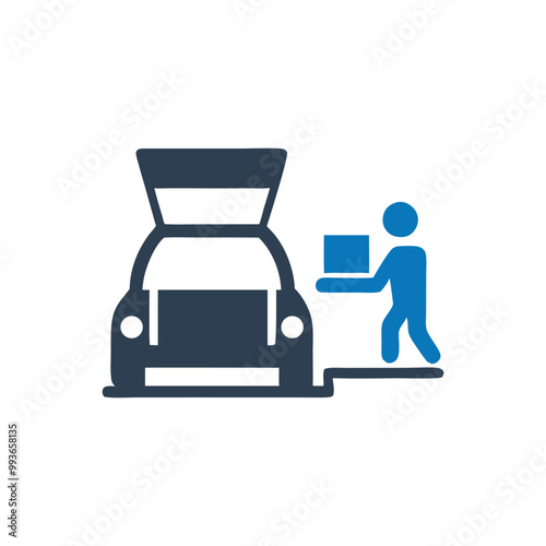 Person Placing Box Into Car Trunk Icon