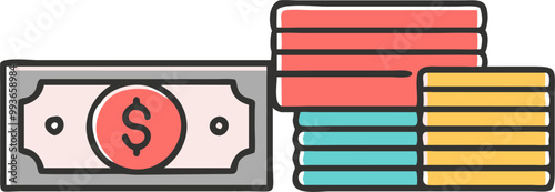 stack of coins, icon offset fill