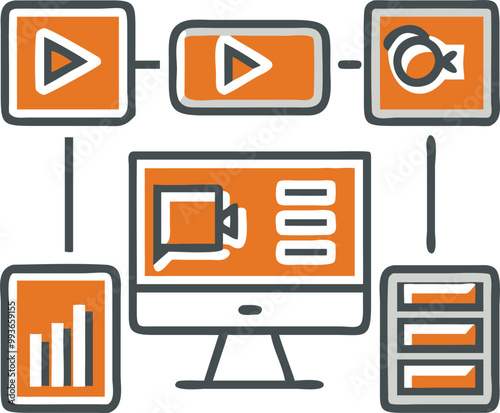 in-house digital media trading desk show paid search, social, display, audio, and video, icon