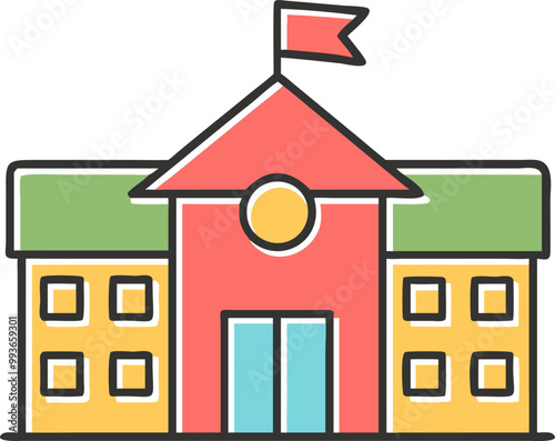 school building, icon offset fill