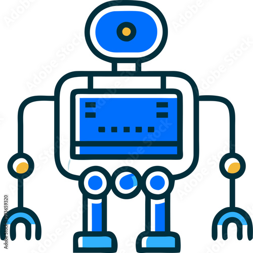 technology robot, icon offset fill