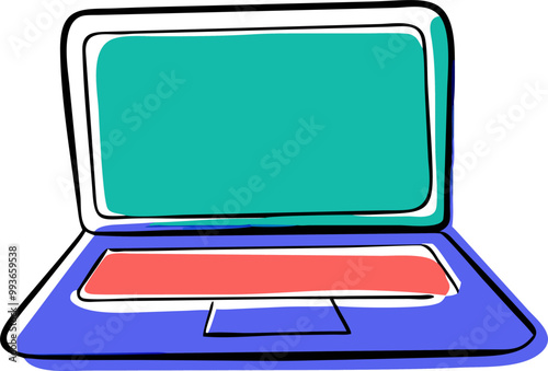 laptop, icon doodle offset fill