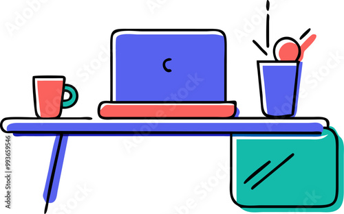 laptop working area, icon doodle offset fill