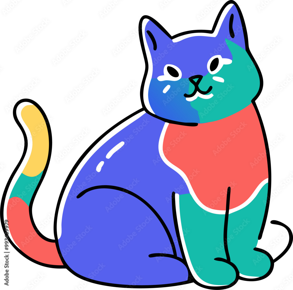 Obraz premium kucing, icon doodle offset fill