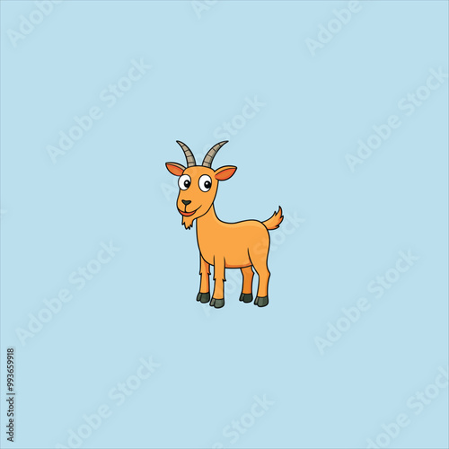 Cute Illustration of A Happy Looking cartoon goat
